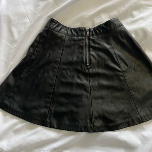 Divided leather mini skirt